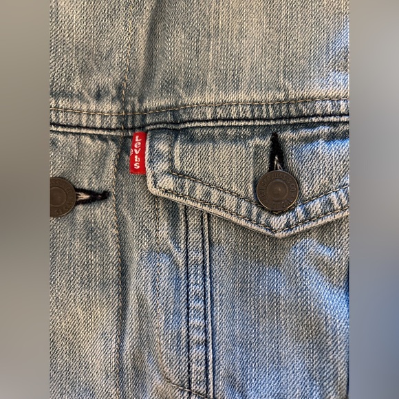 Levi’s Trucker Jacket Sherpa Lined Youth Lg Women’s Sz XS/S EUC Western Cowgirl - Picture 4 of 6